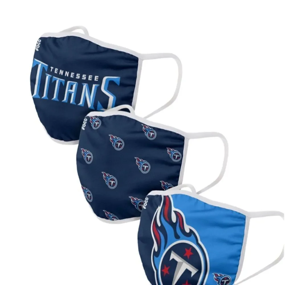 TENNESSEE Titans NFL Face Mask Covering 3-Pack Licensed NWT retail $24